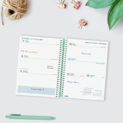 Agenda scolaire Finocam Diva 26/27 en catalan - Vue hebdomadaire horizontale - Format 8º - 120 x 164 mm - Couverture cartonnée l