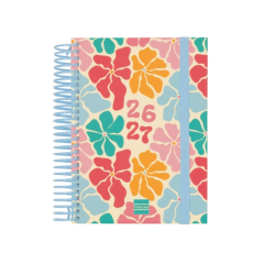 Agenda scolaire Finocam Diva 26/27 - 1 jour par page - Format 8º - 120 x 164 mm - Couverture cartonnée lignée - Papier 80 g/m² -