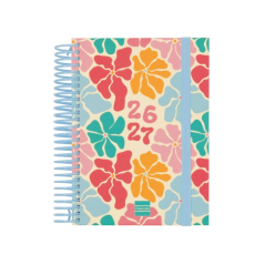 Agenda scolaire Finocam Diva 26/27 en catalan - 1 jour par page - Format 8º - 120 x 164 mm - Couverture cartonnée lignée - Papie