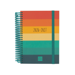 Agenda scolaire Finocam Diva 26/27 en catalan - 1 jour par page - Format 8º - 120 x 164 mm - Couverture cartonnée lignée - Papie