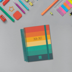 Agenda scolaire Finocam Diva 26/27 en catalan - 1 jour par page - Format 8º - 120 x 164 mm - Couverture cartonnée lignée - Papie