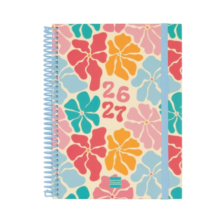Agenda scolaire Finocam Diva 26/27 - Vue hebdomadaire horizontale - 4e format - 155 x 212 mm - Couverture cartonnée lignée - Pap