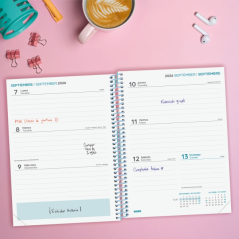 Agenda scolaire Finocam Diva 26/27 - Vue hebdomadaire horizontale - 4e format - 155 x 212 mm - Couverture cartonnée lignée - Pap
