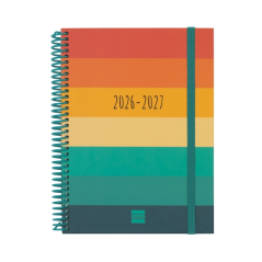 Agenda scolaire Finocam Diva 26/27 - Vue hebdomadaire horizontale - 4e format - 155 x 212 mm - Couverture cartonnée lignée - Pap