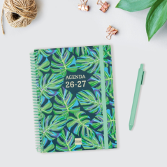 Agenda scolaire Finocam Diva 26/27 - Vue hebdomadaire horizontale - 4e format - 155 x 212 mm - Couverture cartonnée lignée - Pap