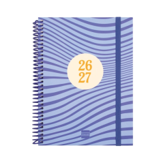 Agenda scolaire Finocam Diva 26/27 - Vue hebdomadaire horizontale - 4e format - 155 x 212 mm - Couverture cartonnée lignée - Pap