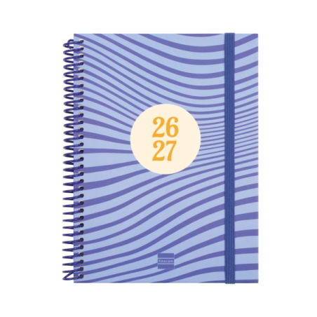 Agenda scolaire Finocam Diva 26/27 - Vue hebdomadaire horizontale - 4e format - 155 x 212 mm - Couverture cartonnée lignée - Pap