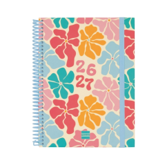 Agenda scolaire Finocam Diva 26/27 en catalan - Vue hebdomadaire horizontale - 4e format - 155 x 212 mm - Couverture cartonnée l