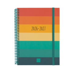 Agenda scolaire Finocam Diva 26/27 en catalan - Vue hebdomadaire horizontale - 4e format - 155 x 212 mm - Couverture cartonnée l