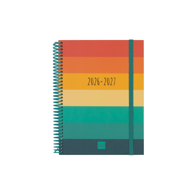 Agenda scolaire Finocam Diva 26/27 en catalan - Vue hebdomadaire horizontale - 4e format - 155 x 212 mm - Couverture cartonnée l