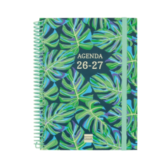 Agenda scolaire Finocam Diva 26/27 en catalan - Vue hebdomadaire horizontale - 4e format - 155 x 212 mm - Couverture cartonnée l