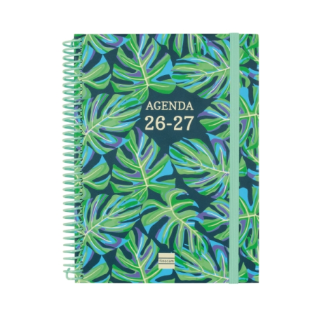 Agenda scolaire Finocam Diva 26/27 en catalan - Vue hebdomadaire horizontale - 4e format - 155 x 212 mm - Couverture cartonnée l