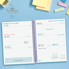 Agenda scolaire Finocam Diva 26/27 en catalan - Vue hebdomadaire horizontale - 4e format - 155 x 212 mm - Couverture cartonnée l