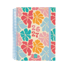 Agenda scolaire Finocam Diva 26/27 - 1 jour par page - 4e format - 155 x 212 mm - Couverture cartonnée lignée - Papier 80 g/m² -