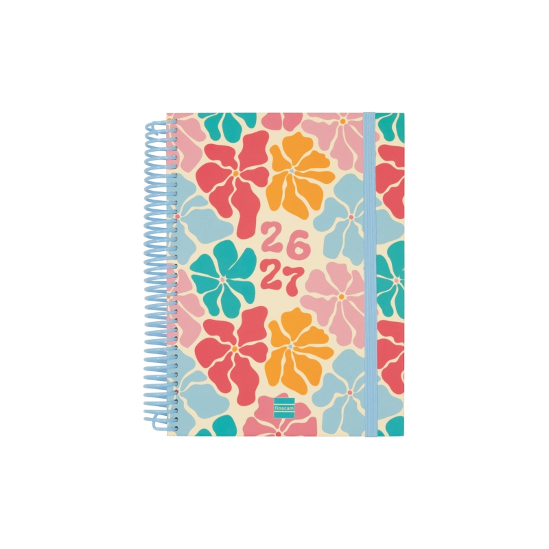 Agenda scolaire Finocam Diva 26/27 - 1 jour par page - 4e format - 155 x 212 mm - Couverture cartonnée lignée - Papier 80 g/m² -
