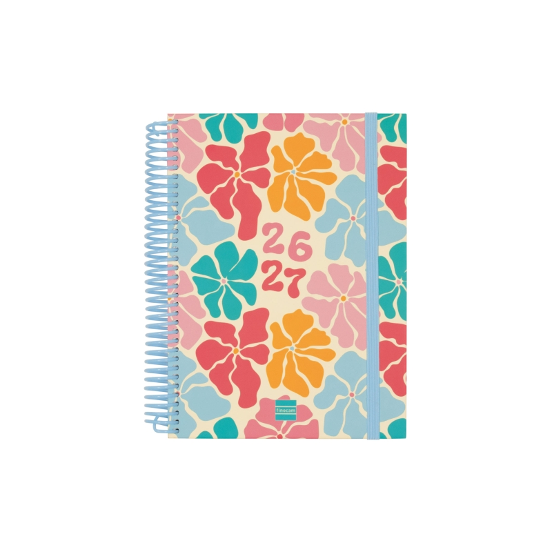 Agenda scolaire Finocam Diva 26/27 - 1 jour par page - 4e format - 155 x 212 mm - Couverture cartonnée lignée - Papier 80 g/m² -
