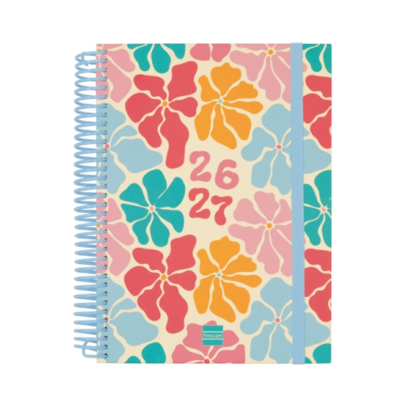 Agenda scolaire Finocam Diva 26/27 - 1 jour par page - 4e format - 155 x 212 mm - Couverture cartonnée lignée - Papier 80 g/m² -