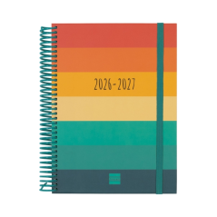 Agenda scolaire Finocam Diva 26/27 - 1 jour par page - 4e format - 155 x 212 mm - Couverture cartonnée lignée - Papier 80 g/m² -