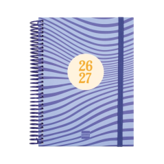 Agenda scolaire Finocam Diva 26/27 - 1 jour par page - 4e format - 155 x 212 mm - Couverture cartonnée lignée - Papier 80 g/m² -