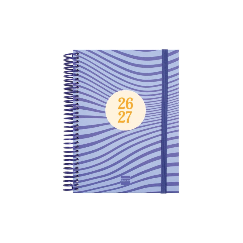 Agenda scolaire Finocam Diva 26/27 - 1 jour par page - 4e format - 155 x 212 mm - Couverture cartonnée lignée - Papier 80 g/m² -