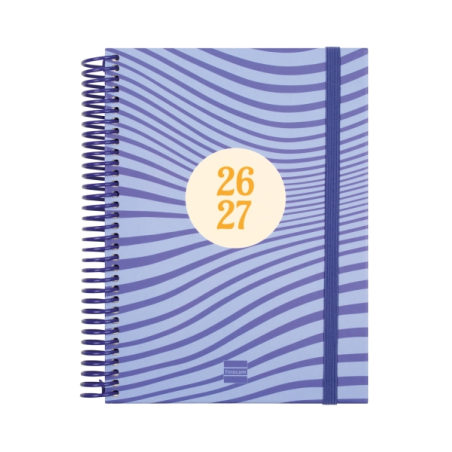 Agenda scolaire Finocam Diva 26/27 - 1 jour par page - 4e format - 155 x 212 mm - Couverture cartonnée lignée - Papier 80 g/m² -