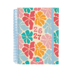 Agenda scolaire Finocam Diva 26/27 en catalan - 1 jour par page - 4e format - 155 x 212 mm - Couverture cartonnée lignée - Papie