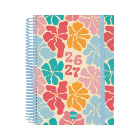 Agenda scolaire Finocam Diva 26/27 en catalan - 1 jour par page - 4e format - 155 x 212 mm - Couverture cartonnée lignée - Papie