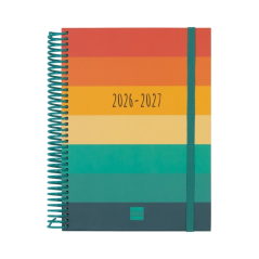 Agenda scolaire Finocam Diva 26/27 en catalan - 1 jour par page - 4e format - 155 x 212 mm - Couverture cartonnée lignée - Papie
