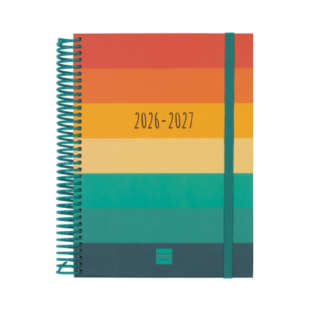 Agenda scolaire Finocam Diva 26/27 en catalan - 1 jour par page - 4e format - 155 x 212 mm - Couverture cartonnée lignée - Papie