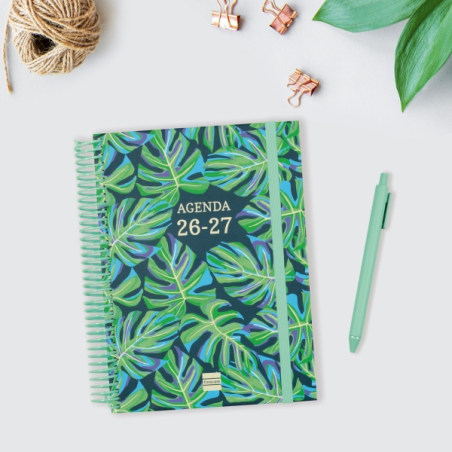 Agenda scolaire Finocam Diva 26/27 en catalan - 1 jour par page - 4e format - 155 x 212 mm - Couverture cartonnée lignée - Papie