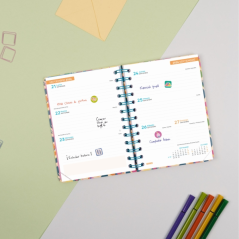 Agenda scolaire Finocam Cosmo Cart 26/27 - Vue hebdomadaire horizontale - Format 8º - 120 x 169 mm - Couverture cartonnée lignée