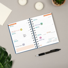 Agenda scolaire Finocam Cosmo Flex 26/27 - Vue hebdomadaire horizontale - Format 8° - 120 x 169 mm - Couverture en polypropylène