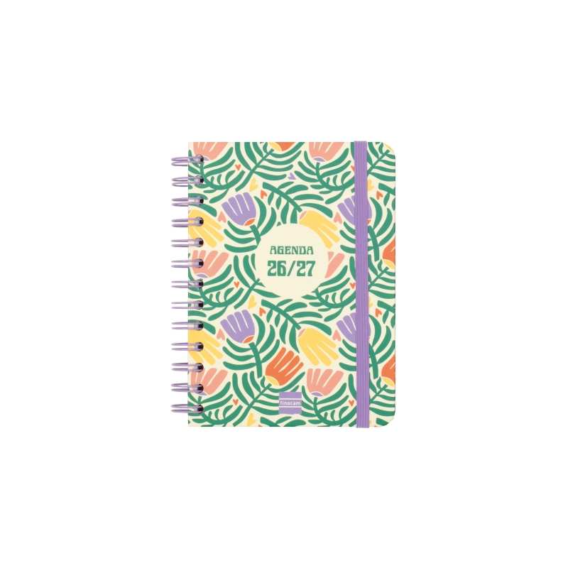 Agenda scolaire Finocam Cosmo Cart 26/27 en catalan - Vue hebdomadaire horizontale - Format 8º - 120 x 169 mm - Couverture carto