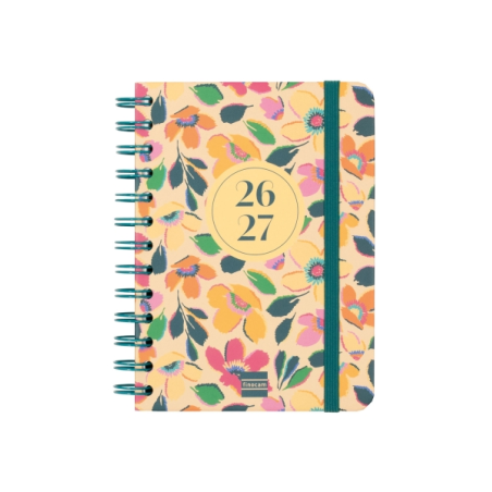 Agenda scolaire Finocam Cosmo Cart 26/27 en catalan - Vue hebdomadaire horizontale - Format 8º - 120 x 169 mm - Couverture carto