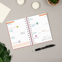 Agenda scolaire Finocam Cosmo Flex 26/27 en catalan - Vue hebdomadaire horizontale - Format 8vo - 120 x 169 mm - Couverture en p