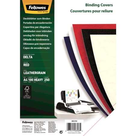 Fellowes Couvertures en carton Fellowes - Format A4 - Finition simili cuir - Large gamme de couleurs et de textures - Fabriquées