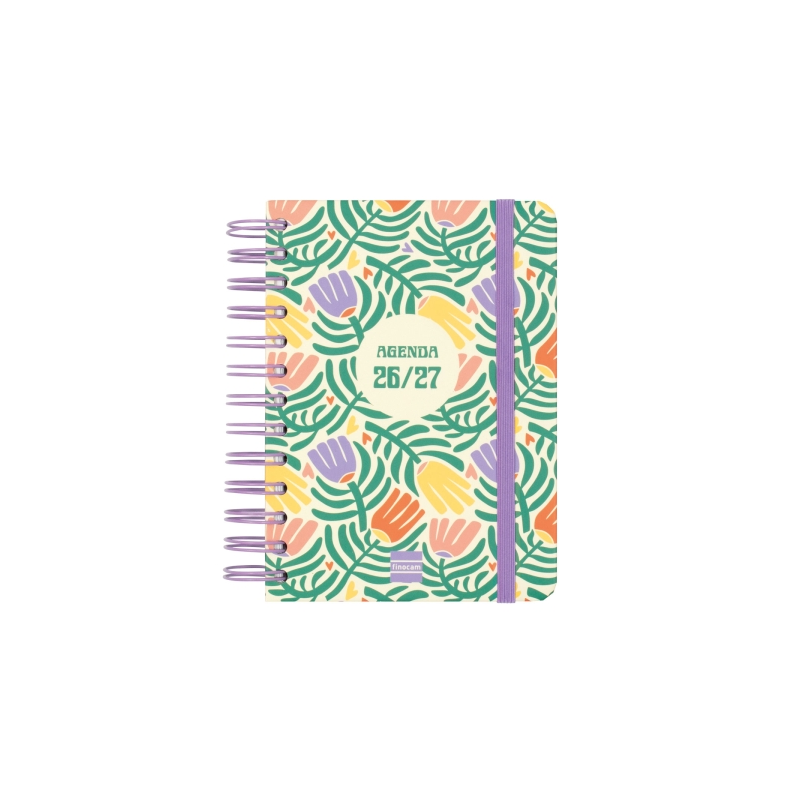 Agenda scolaire Finocam Cosmo Cart 26/27 - 1 jour par page - Format 8º - 120 x 169 mm - Couverture cartonnée lignée - Papier 80