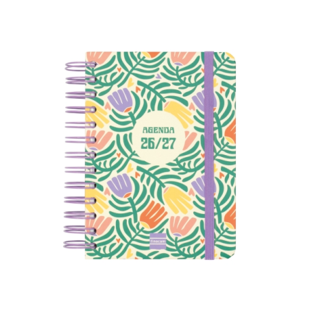 Agenda scolaire Finocam Cosmo Cart 26/27 - 1 jour par page - Format 8º - 120 x 169 mm - Couverture cartonnée lignée - Papier 80