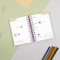 Agenda scolaire Finocam Cosmo Cart 26/27 - 1 jour par page - Format 8º - 120 x 169 mm - Couverture cartonnée lignée - Papier 80