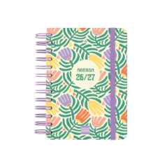 Agenda scolaire Finocam Cosmo Cart 26/27 en catalan - 1 jour par page - Format 8º - 120 x 169 mm - Couverture cartonnée lignée -