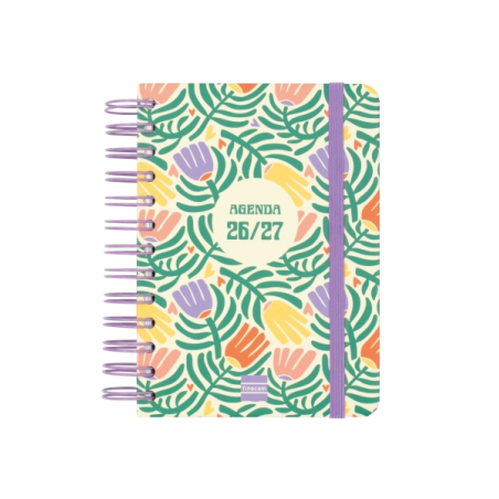 Agenda scolaire Finocam Cosmo Cart 26/27 en catalan - 1 jour par page - Format 8º - 120 x 169 mm - Couverture cartonnée lignée -