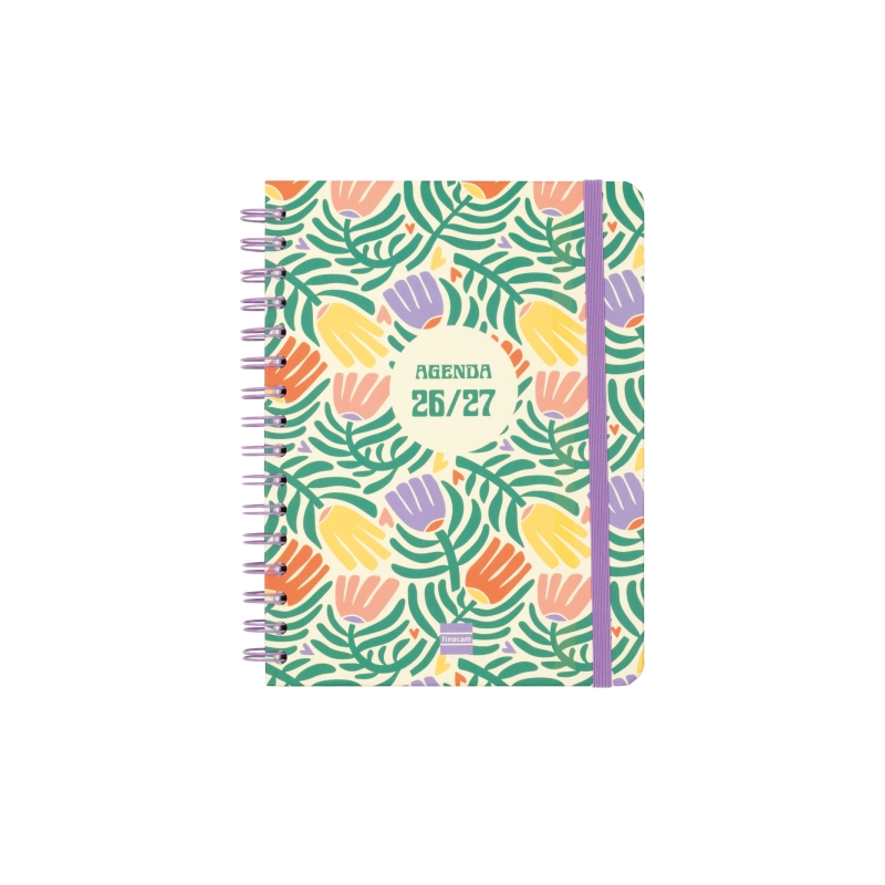 Agenda scolaire Finocam Cosmo Cart 26/27 - Vue hebdomadaire horizontale - 4e format - 155 x 212 mm - Couverture cartonnée lignée
