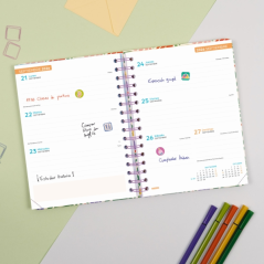 Agenda scolaire Finocam Cosmo Cart 26/27 - Vue hebdomadaire horizontale - 4e format - 155 x 212 mm - Couverture cartonnée lignée