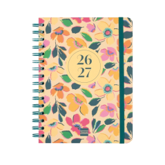 Agenda scolaire Finocam Cosmo Cart 26/27 - Vue hebdomadaire horizontale - 4e format - 155 x 212 mm - Couverture cartonnée lignée