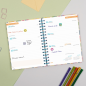 Agenda scolaire Finocam Cosmo Cart 26/27 - Vue hebdomadaire horizontale - 4e format - 155 x 212 mm - Couverture cartonnée lignée