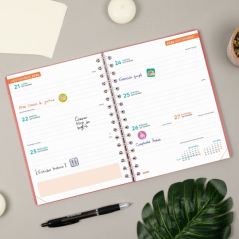 Agenda scolaire Finocam Cosmo Flex 26/27 - Vue hebdomadaire horizontale - Format A4 - 155 x 212 mm - Couverture en polypropylène