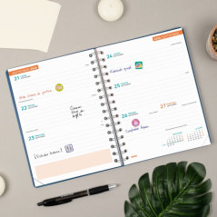 Agenda scolaire Finocam Cosmo Flex 26/27 - Vue hebdomadaire horizontale - 4e format - 155 x 212 mm - Couverture en polypropylène