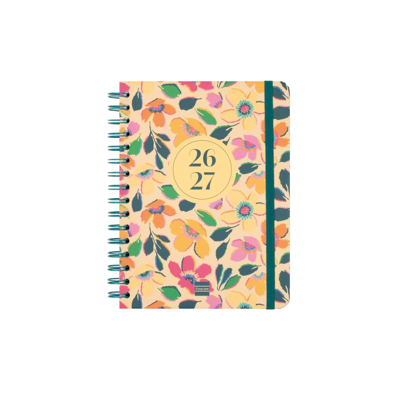 Agenda scolaire Finocam Cosmo Cart 26/27 en catalan - Vue hebdomadaire horizontale - 4e format - 155 x 212 mm - Couverture carto