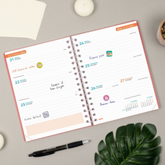 Agenda scolaire Finocam Cosmo Flex 26/27 en catalan - Vue hebdomadaire horizontale - Format A4 - 155 x 212 mm - Couverture en po