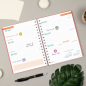 Agenda scolaire Finocam Cosmo Flex 26/27 en catalan - Vue hebdomadaire horizontale - Format A4 - 155 x 212 mm - Couverture en po